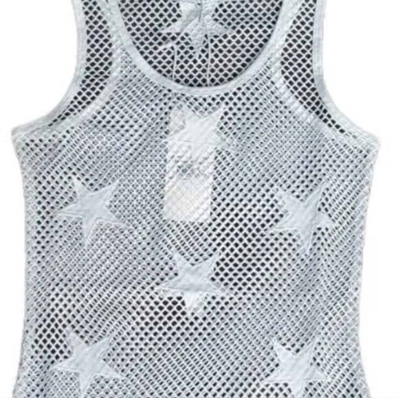 NEW Zoe Karssen WHITE STAR MESH TANK Dress XS 6/8 uk - Picture 4 of 6